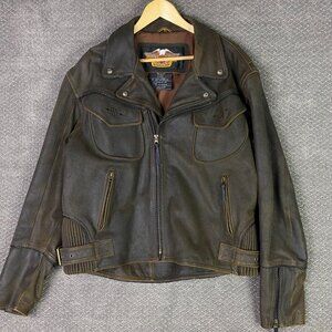 Harley Davidson Billings Leather Jacket Men's XL Brown Distressed Motorcycle